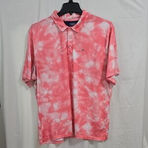Crown & Ivy Mens XL Men's Coral Tie-Dye Polo Shirt With Logo